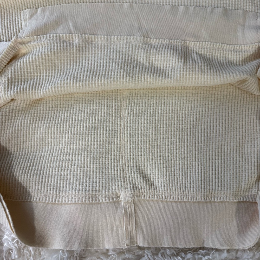Free People We The Free Buttercup Thermal Top Oversized Small Ecru Waffle Knit - Picture 9 of 12
